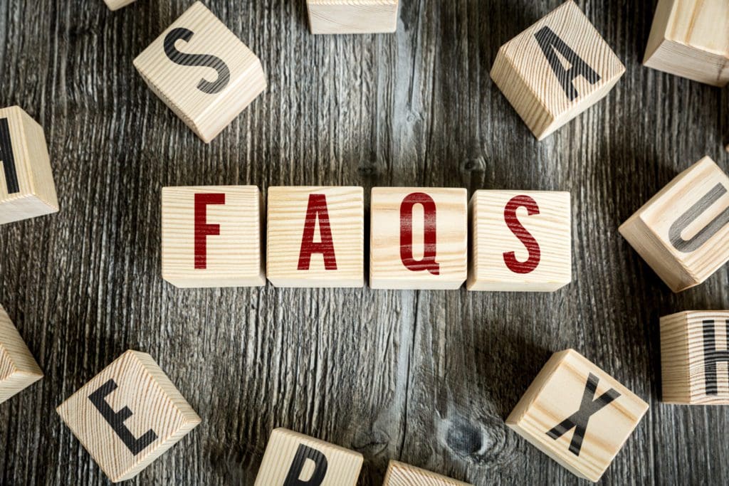 Letter blocks abbreviating frequently asked questions (faq)